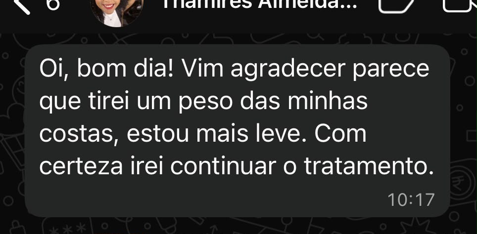 Print de conversa no WhatsApp - depoimento de Thamires
