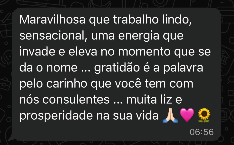 Print de conversa no WhatsApp - depoimento de cliente