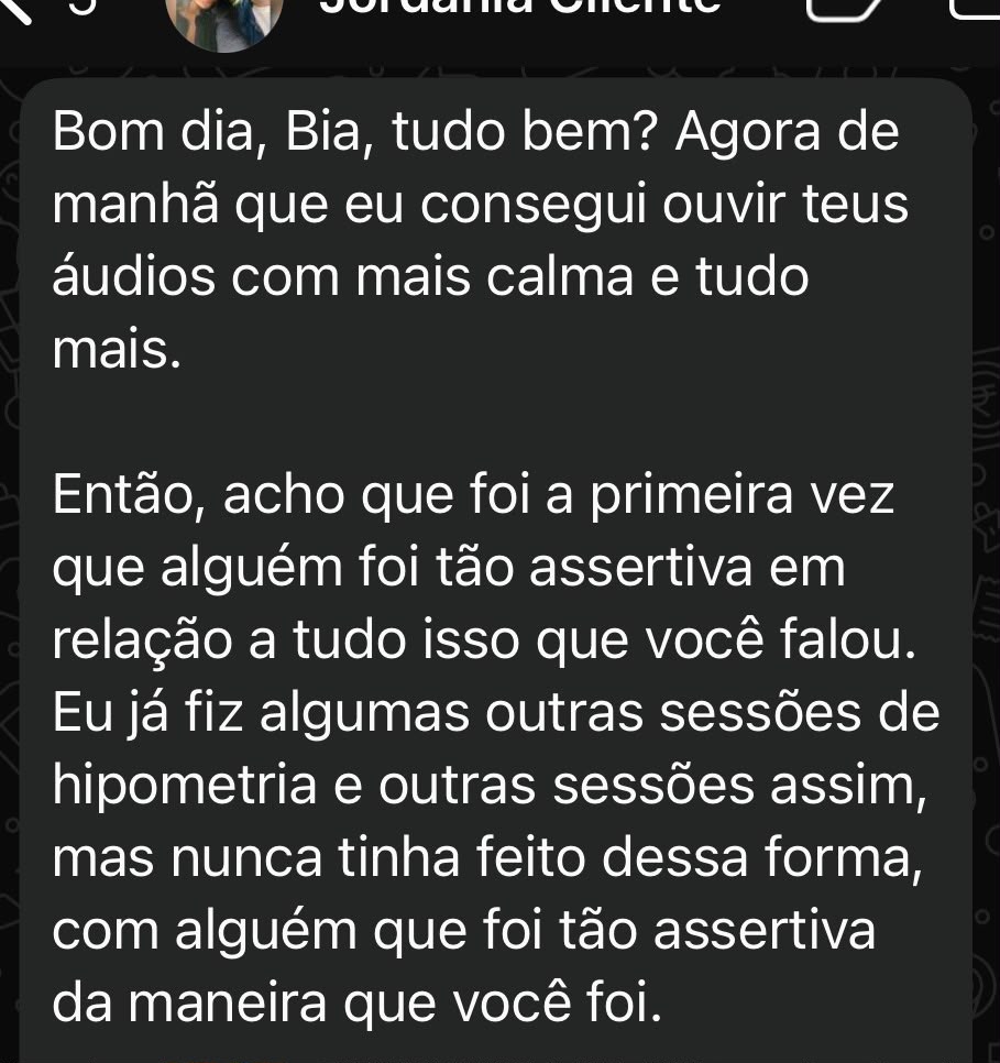 Print de conversa no WhatsApp - depoimento de Jordânia