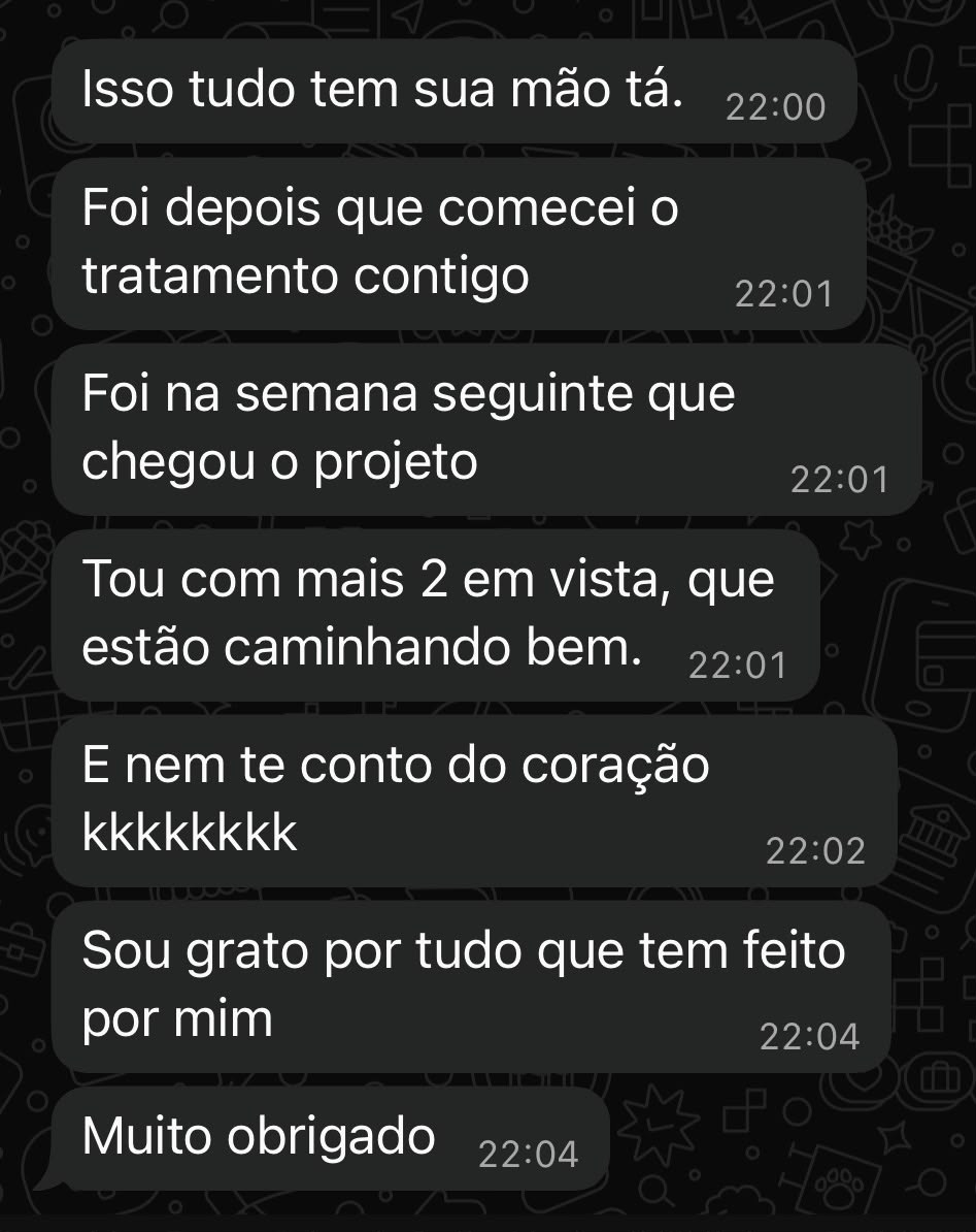 Print de conversa no WhatsApp - depoimento de cliente